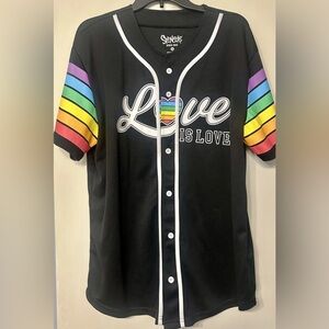 Spencer's LOVE Is LOVE Rainbow 🌈 PRIDE BUTTON UP JERSEY Size Large